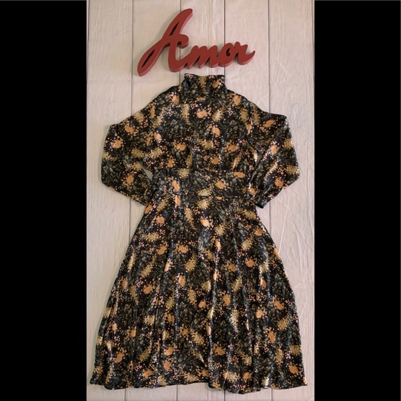 Zara Sz Large Floral Print Long Sleeve Midi Dress - Picture 12 of 12